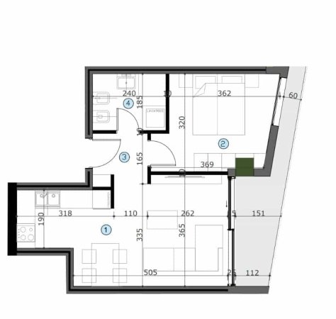 Tirane, shes apartament 1+1 Kati 12, 62 m² 87.400 € (Kashar)