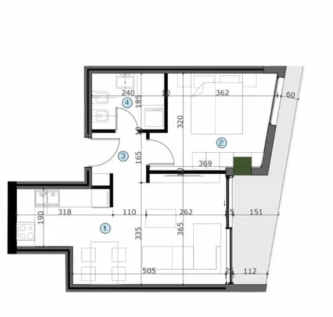 Tirane, shes apartament 1+1 Kati 12, 62 m² 87.400 € (Kashar)