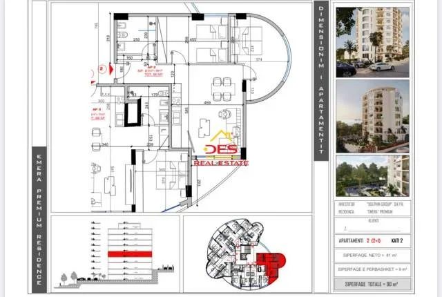 Vlore, shitet apartament 2+1+BLK Kati 5, 90 m² 2.000 Euro/m2 (Lungomare,Vlore)