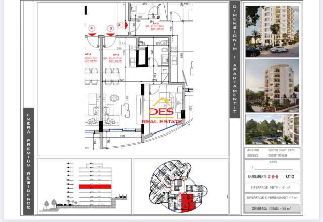 Vlore, shitet apartament 2+1+BLK Kati 5, 90 m² 2.000 Euro/m2 (Lungomare,Vlore)