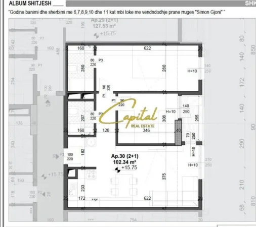 Tirane, shitet apartament 2+1 Kati 5, 102 m² 160.000 € (ISH FUSHA AVIACIONIT)