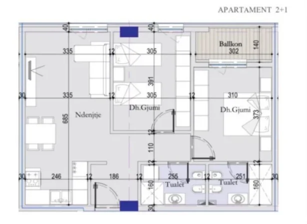 Tirane, shitet apartament 2+1+Ballkon Kati 3, 88 m² 127.000 € (Casa Italia)