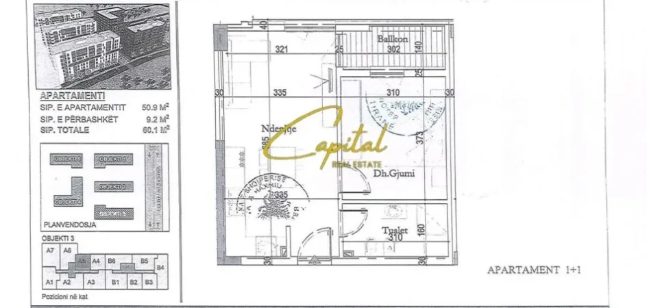 Tirane, shitet apartament 1+1 Kati 3, 60 m² 110.000 € (BULEVARDI I RI)