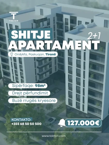 Tirane, shitet apartament 2+1+Ballkon , 98 m² 127.000 € (Unaza Madhe)