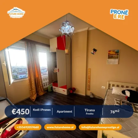 Tirane, jepet me qera apartament 2+1+Ballkon Kati 7, 76 m² 450 € (FRESKU)