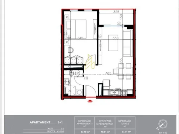 Tirane, shitet apartament 1+1+Ballkon Kati 3, 68 m² 86.668 € (univers city)