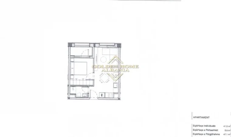 Tirane, shitet apartament 1+1 , 47 m² 