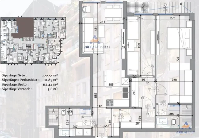 Tirane, shitet apartament 2+1+Ballkon Kati 4, 112 m² 505.980 €
