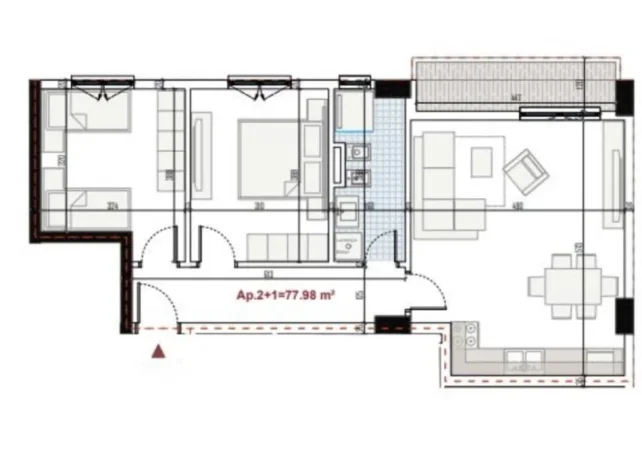 Tirane, shitet apartament 2+1+Ballkon , 90 m² 99.000 € (Ringside Residences, Paskuqan)