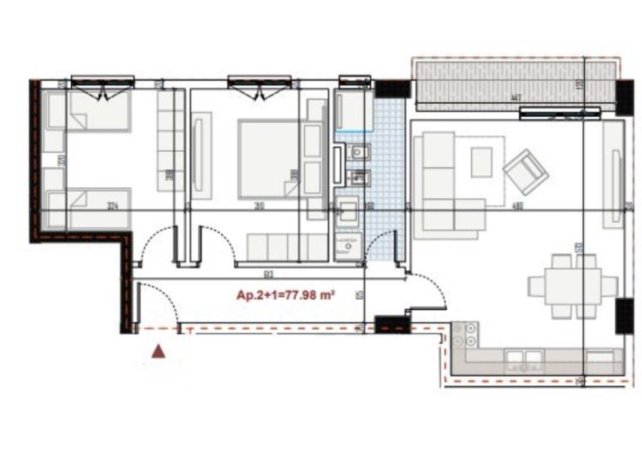 Tirane, shitet apartament 2+1+Ballkon , 90 m² 99.000 € (Ringside Residences, Paskuqan)