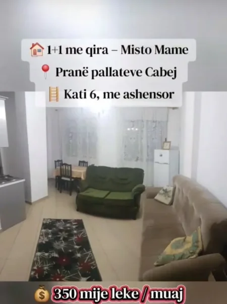Tirane, jepet me qera apartament 1+1+Aneks+Ballkon Kati 6, 80 m² 350 € (Misto Mame)