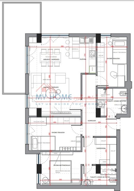 Tirane, shitet apartament 3+1+BLK Kati 2, 167 m² 228.000 Euro (Rezidenca Kodra e Diellit 2)
