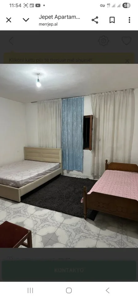 Tirane, jepet me qera Vile 1+1 Kati 3, 60 m² (Perball Pallatit me Shigjeta)