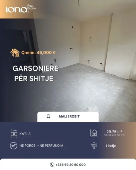 Mali Robit, shitet garsonier Kati 3, 28 m² 45.000 € 