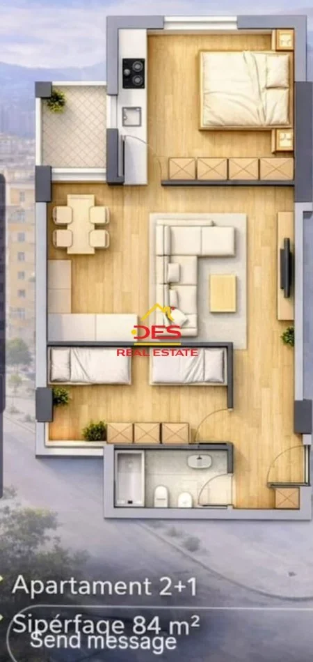 Vlore, shitet apartament 2+1+Ballkon Kati 7, 84 m² (Rruga Demokracia)