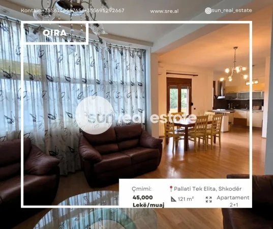 Shkoder, jepet me qera apartament 2+1+Ballkon Kati 1, 121 m² (QENDER)