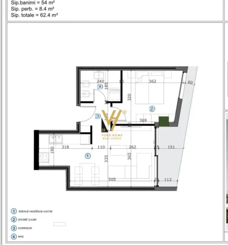 Tirane, shitet apartament 1+1+Ballkon Kati 6, 62 m² 87.000 € (KASHAR)