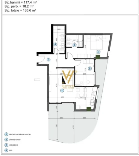 Tirane, shitet apartament 2+1+Ballkon Kati 6, 135 m² 190.000 € (KASHAR)