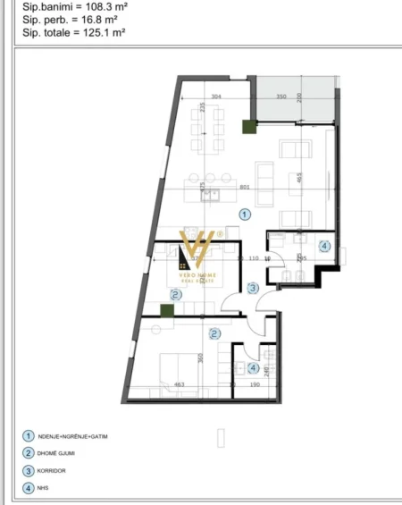 Tirane, shitet apartament 2+1+Ballkon Kati 6, 125 m² 175.000 € (KASHAR)