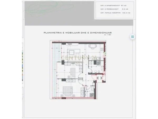 Tirane, jepet me qera ambjent biznesi Kati 4, 106 m² 1.200 € (Komuna Parisit)
