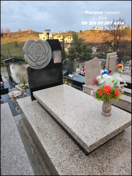 Tirane, ofroj Punime Varresh Eno - Varr Granit i zi + Granit Gri - Pikture e gdhendur ne granit