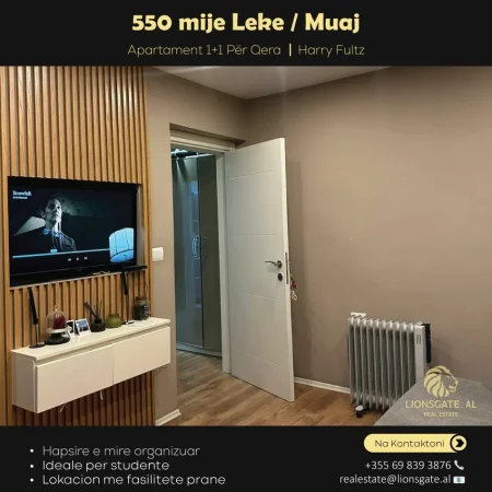 Tirane, jepet me qera apartament 1+1 , 45 m² 550 € (Rruga Asmi Vokshi)