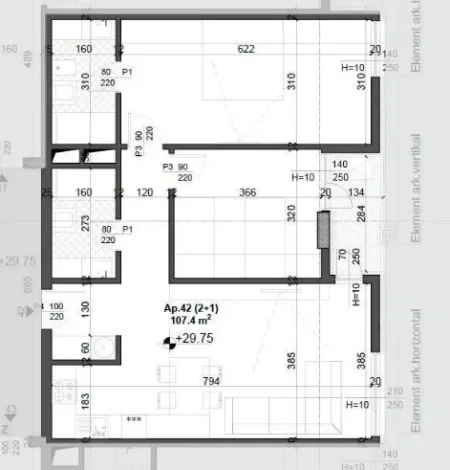 Tirane, shes apartament 2+1+Ballkon Kati 8, 107 m² 158.000 € (Mei's Garden Residence)