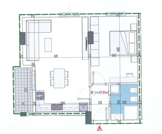 Tirane, shitet apartament 1+1 Kati 6, 78 m² 71.000 € (Kamez)