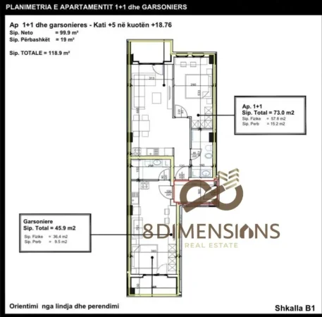 Tirane, shitet apartament 1+1 Kati 5, 118 m² 196.000 € (laprake)