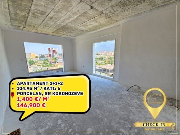 Tirane, shitet apartament 2+1+Aneks+Ballkon Kati 6, 105 m² 146.900 € (Rruga Kokonozeve)