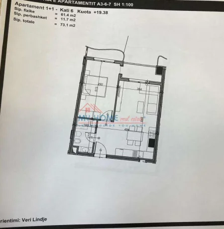 Tirane, shitet apartament 1+1+Ballkon Kati 6, 73 m² 88.000 € (Paskuqan)
