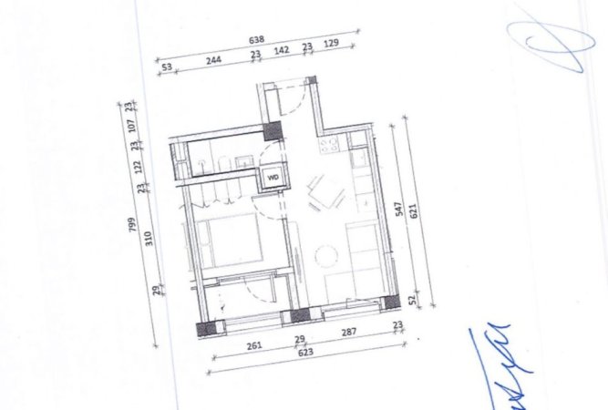Tirane, shes apartament 1+1+Ballkon Kati 8, 46 m² 89.000 € (Ali Demi, kompleksi Kadiu)