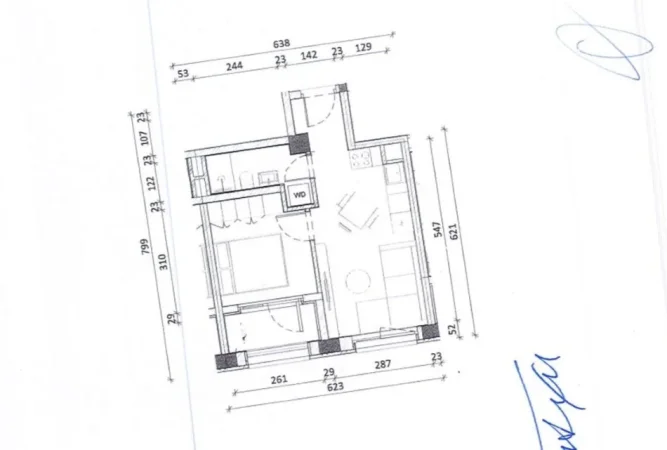 Tirane, shes apartament 1+1+Ballkon Kati 8, 46 m² 89.000 € (Ali Demi, kompleksi Kadiu)