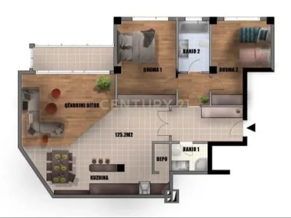 Tirane, shes apartament 2+1+Aneks+Ballkon Kati 2, 128 m² 280.000 € 