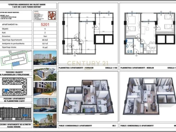 Durres, shitet apartament 2+1 Kati 2, 91 m² 118.820 € (golem)