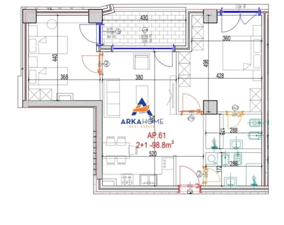 Tirane, shitet apartament 2+1 Kati 9, 117 m² 216.300 € 