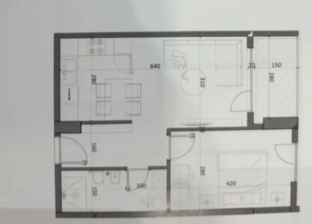 Tirane, shitet 1+1 Kati 7, 60 m² 51.891 € (vanetino 4)
