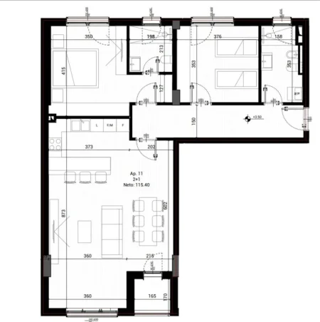 Shitet ,Apartament 2+1, Park Houses, Tiranë - 1900€ m²| 136 m²
