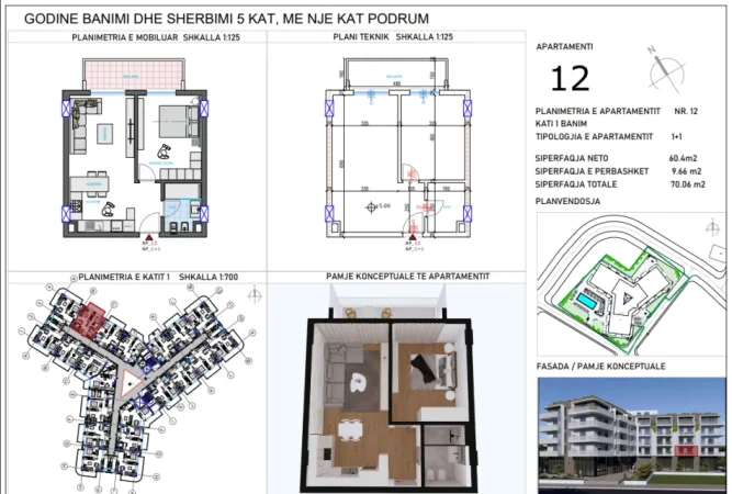 Qerret, shes apartament 1+1+Aneks+Ballkon Kati 1, (Rruga e Fshatrave turistike)