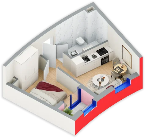 Tirane, shes apartament 1+1 Kati 2, 42 m² 75.000 €