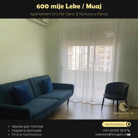 Tirane, jepet me qera apartament 2+1 , 72 m² 600 € 