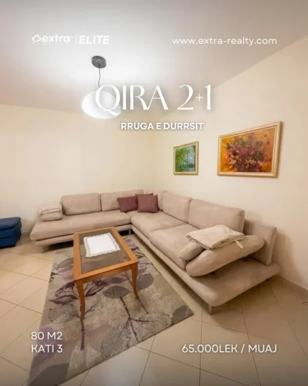 Tirane, jepet me qera apartament 2+1 Kati 3, 80 m² 650 € (Prokuroria)