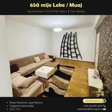 Tirane, jepet me qera apartament 3+1 Kati 1, 125 m² 650 € 