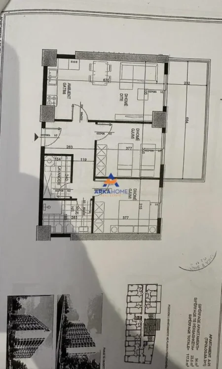 Tirane, shitet apartament 2+1+Ballkon Kati 3, 117 m² 183.125 € 