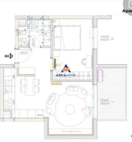 Tirane, shitet apartament 1+1+Ballkon Kati 7, 75 m² 195.002 € 