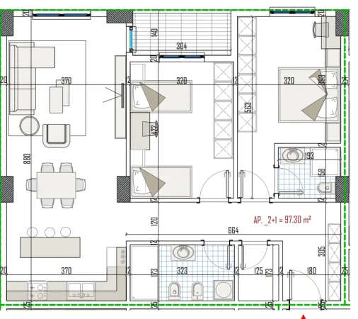 Tirane, shitet apartament 2+1 Kati 6, 112 m² 107.250 € 