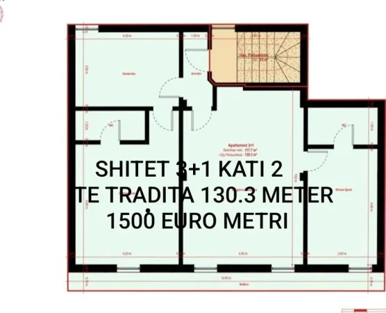 Shkoder, shitet 3+1+Ballkon Kati 2, 130 m² 195.000 € 