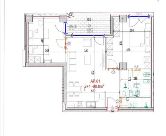 Tirane, shitet apartament 2+1 Kati 5, 118 m² 213.200 € (Don Bosko)