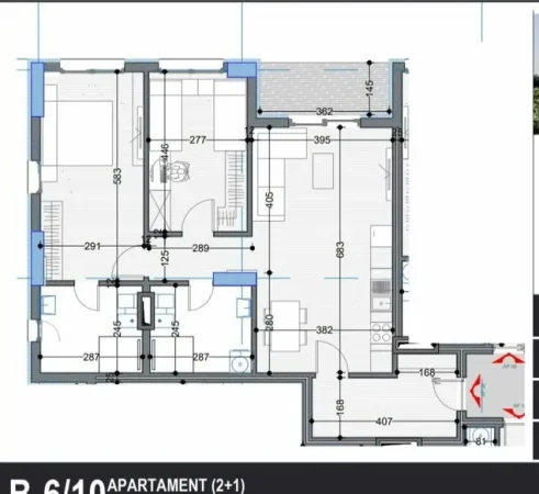 Tirane, shitet apartament 2+1 Kati 6, 110 m² 115.400 € (Paskuqan)