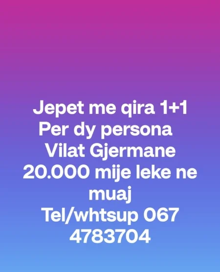 Tirane, jap me qera Vile 1+1+Aneks+Ballkon Kati 0, 56 m² 230 € 